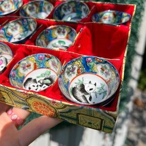 Vintage porcelain sake set, Sake Cup, Hand painted